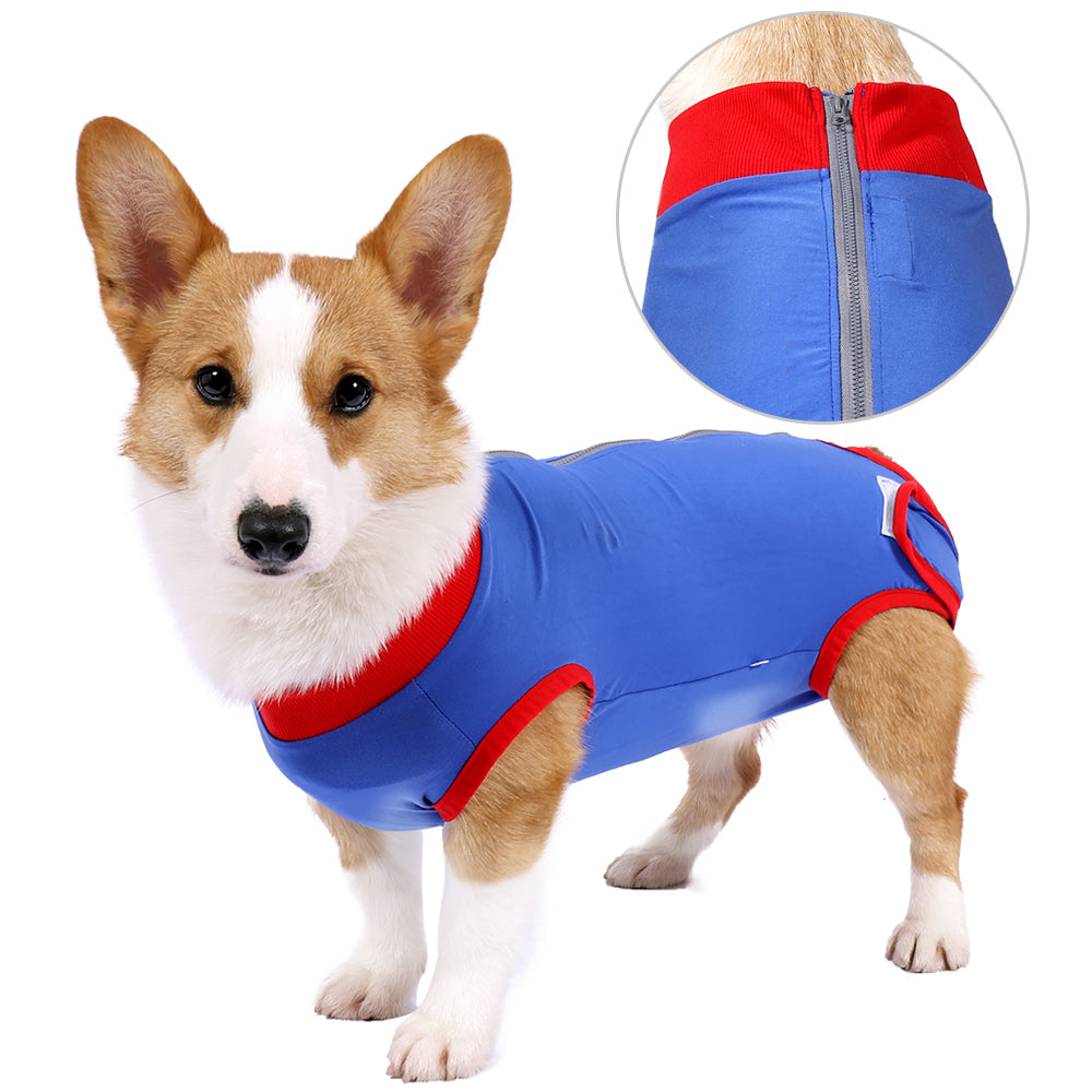 Dog Surgical Recovery Suit Onesie Breathable Abdominal Wounds and Protect Skin Prevent Licking Cone E Collar Alternative After Post-Operation Wear